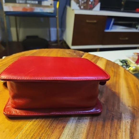 Loewe Red Leather Mini Clutch w/Gold Logo Branded Zipper Pull Charm Clutches & Wristlets